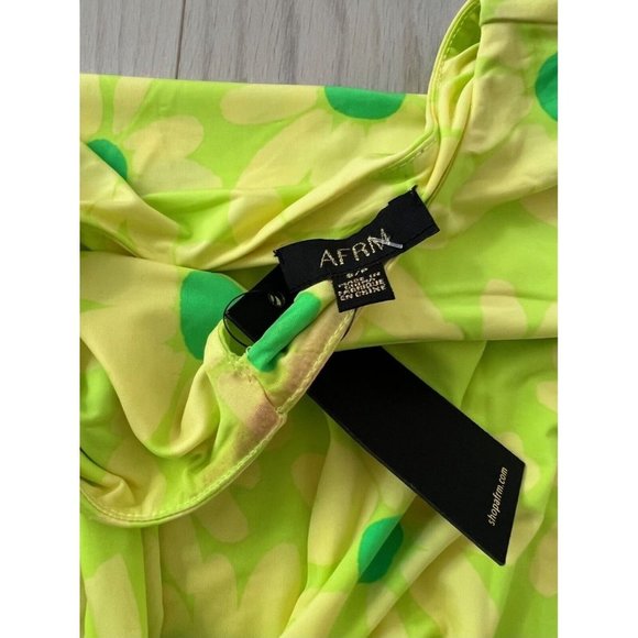 AFRM  Jodi Midi Daisy Floral Dress Neon Green - Picture 6 of 7